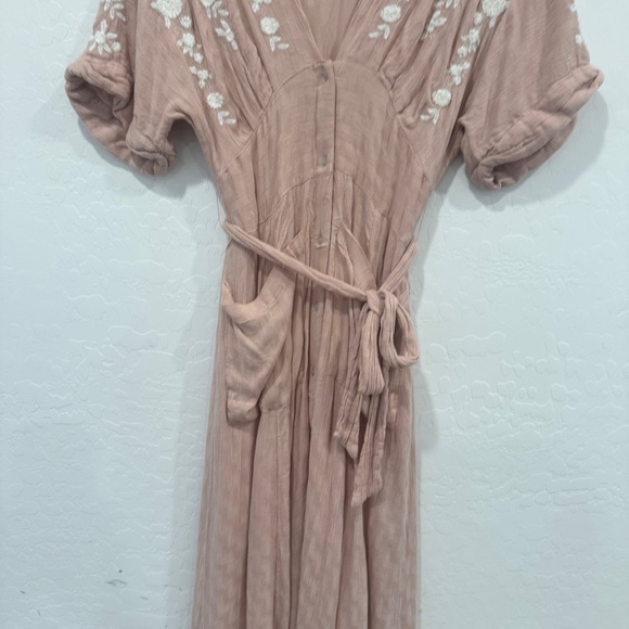 Free People Love to Love You Midi Dress Womens Small Pink Embroidered Bohemian - Picture 4 of 9